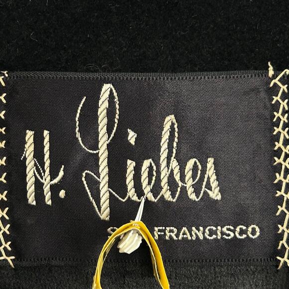 Vintage Union Made H. Liebes San Francisco Black French Wool Swing Coat - Picture 13 of 16